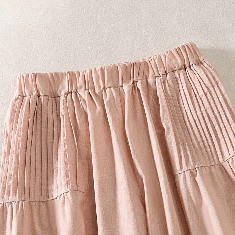 Buddha Stones Pantaloni estivi da donna a gamba larga, corti, con pieghe e elastico in vita, con tasche. - image 2