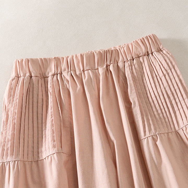 Buddha Stones Pantaloni estivi da donna a gamba larga, corti, con pieghe e elastico in vita, con tasche. - image 2