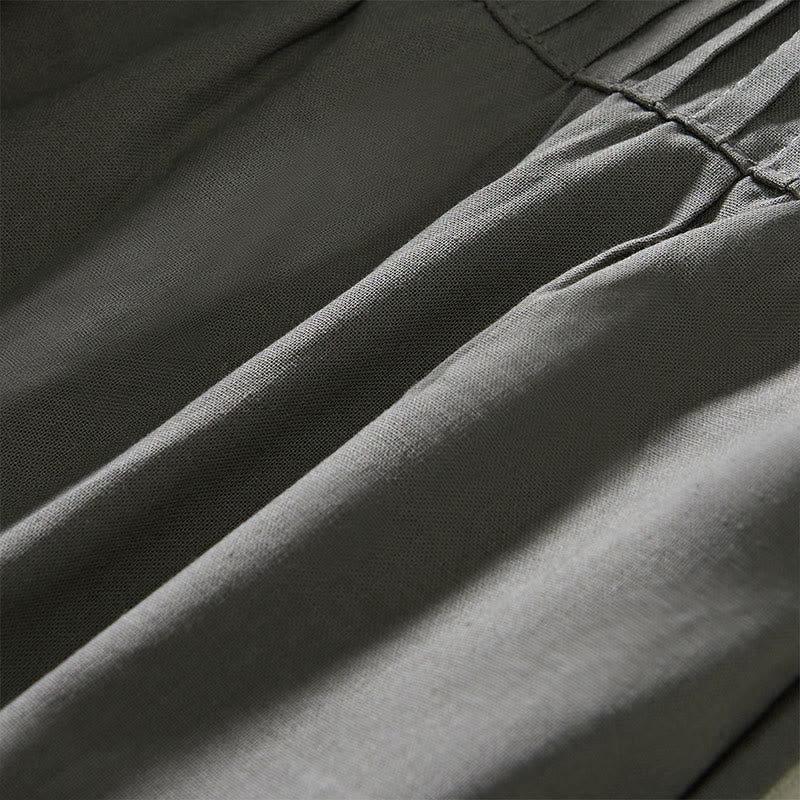 Buddha Stones Pantaloni estivi da donna a gamba larga, corti, con pieghe e elastico in vita, con tasche. - image 12