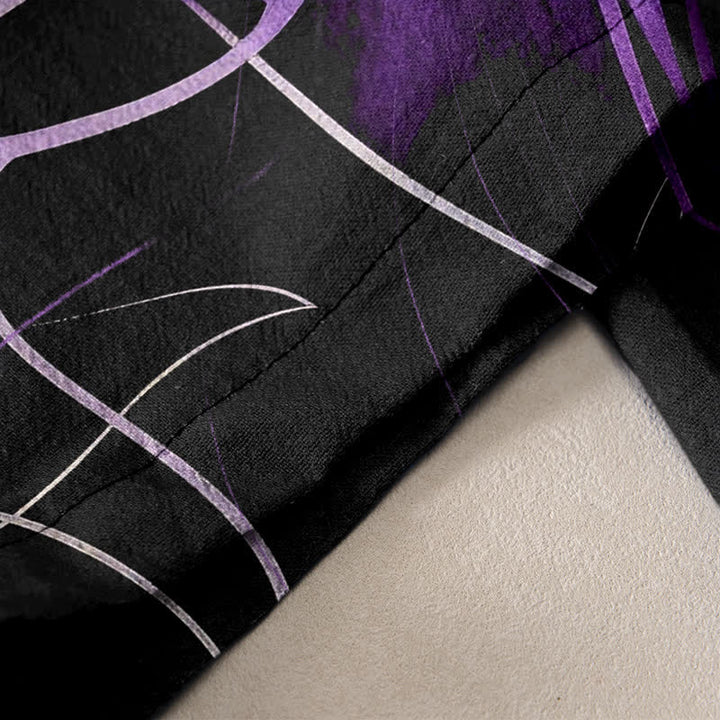 Buddha Stones Pantaloni da donna in puro cotone viola con stampa loto e vita elasticizzata, con tasche. - image 3