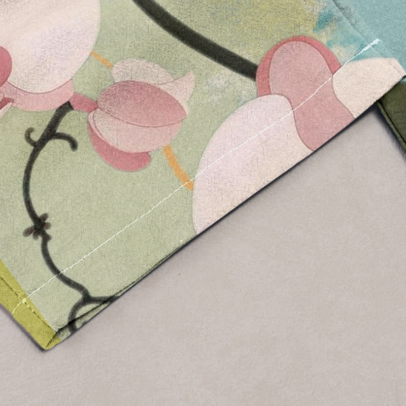 Buddha Stones Pantaloni da donna in cotone con stampa di orchidee, coulisse in vita elasticizzata e tasche. - image 1