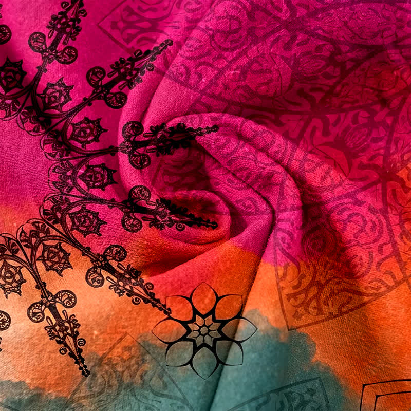 Buddha Stones Pantaloni da donna in cotone con stampa sfumata mandala, elastico in vita e tasche. - image 5
