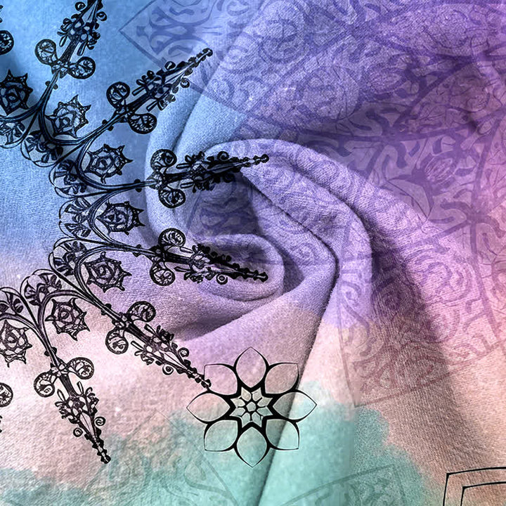 Buddha Stones Pantaloni da donna in cotone con stampa sfumata mandala, elastico in vita e tasche. - image 8