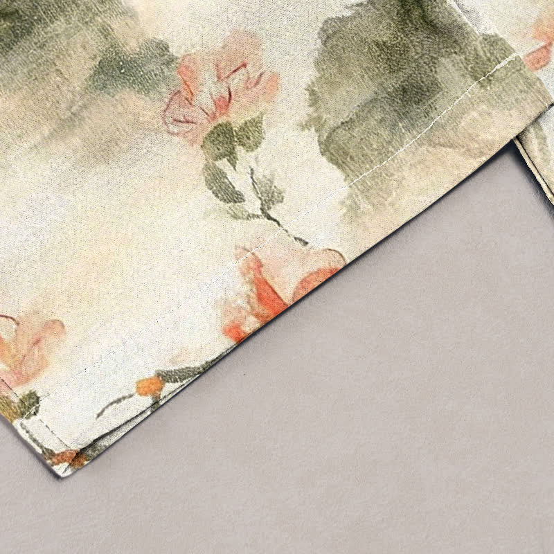 Buddha Stones Pantaloni da donna in puro cotone con stampa a farfalle e fiori, con tasche. - image 1