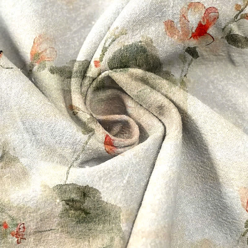 Buddha Stones Pantaloni da donna in puro cotone con stampa a farfalle e fiori, con tasche. - image 2