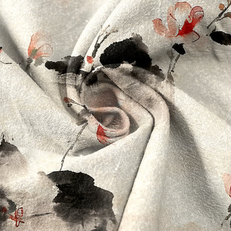 Buddha Stones Pantaloni da donna in puro cotone con stampa a farfalle e fiori, con tasche. - image 8