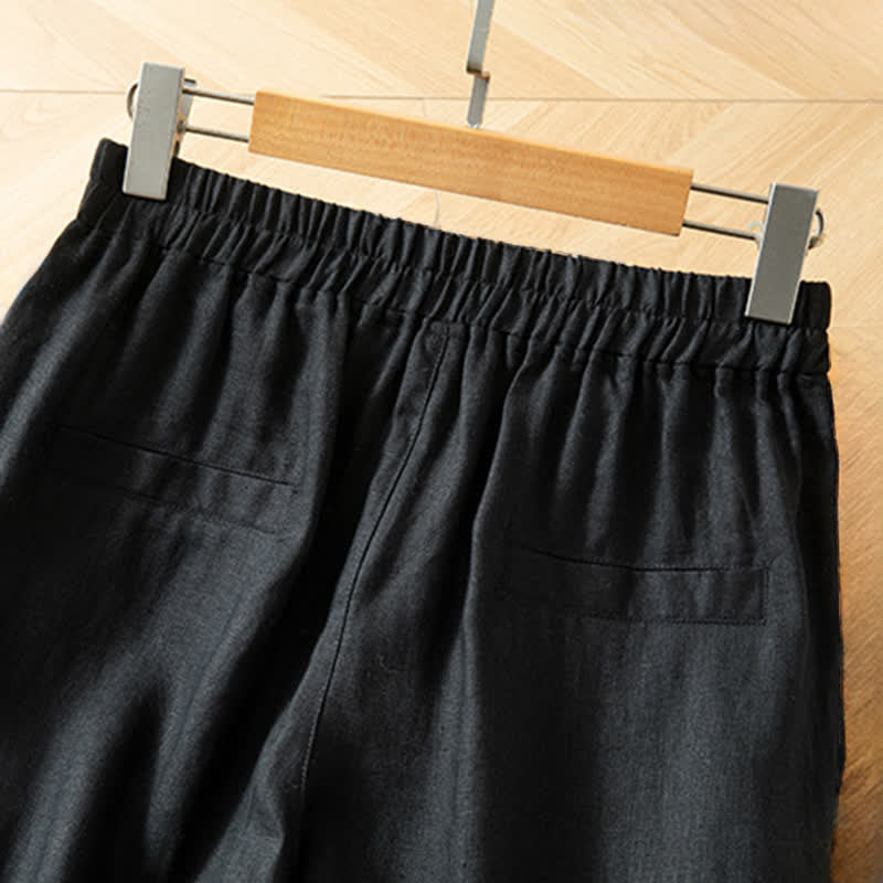 Buddha Stones Pantaloni lunghi da donna primaverili a gamba larga con vita alta elasticizzata e tasche laterali - image 31