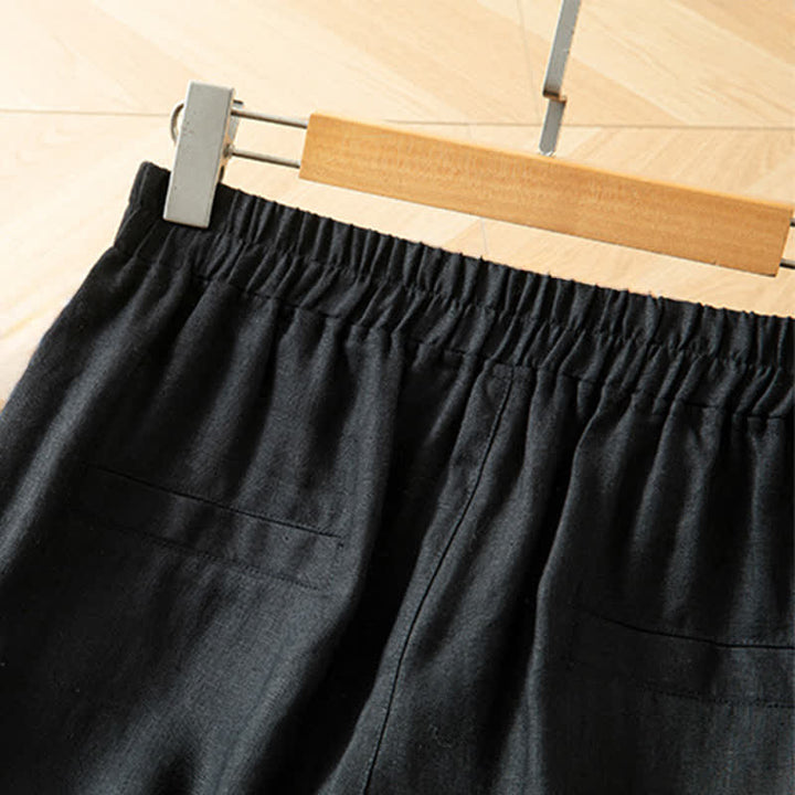 Buddha Stones Pantaloni lunghi da donna primaverili a gamba larga con vita alta elasticizzata e tasche laterali - image 32