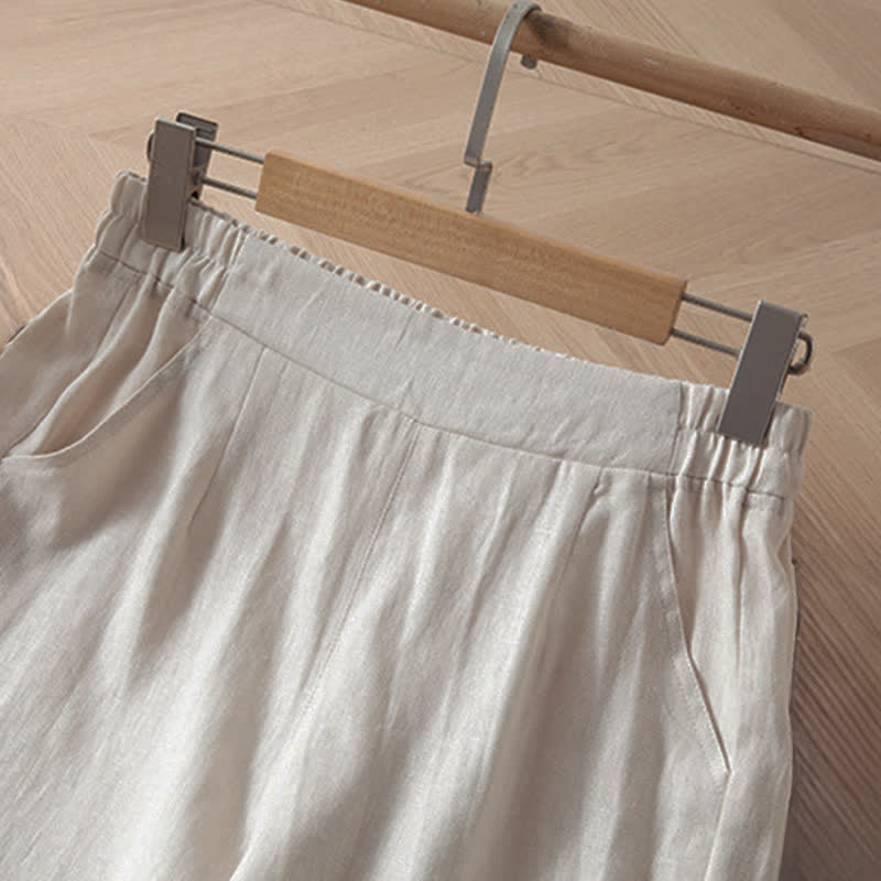 Buddha Stones Pantaloni lunghi da donna primaverili a gamba larga con vita alta elasticizzata e tasche laterali - image 16