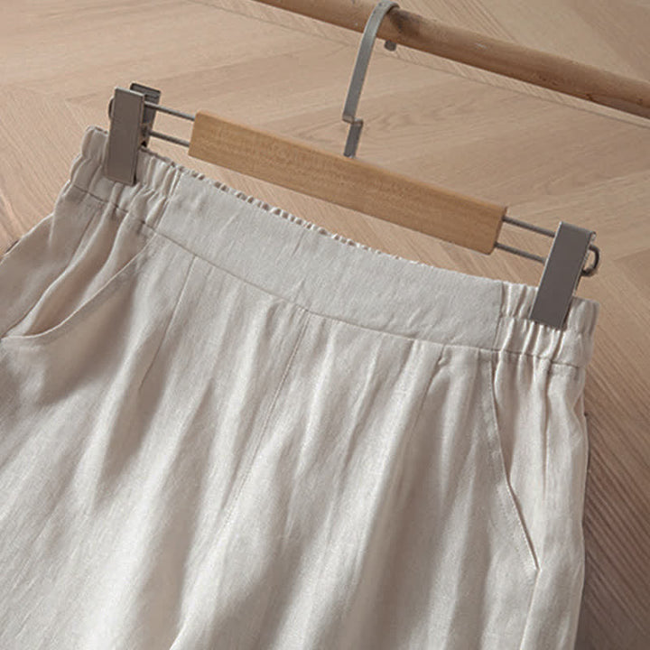 Buddha Stones Pantaloni lunghi da donna primaverili a gamba larga con vita alta elasticizzata e tasche laterali - image 16