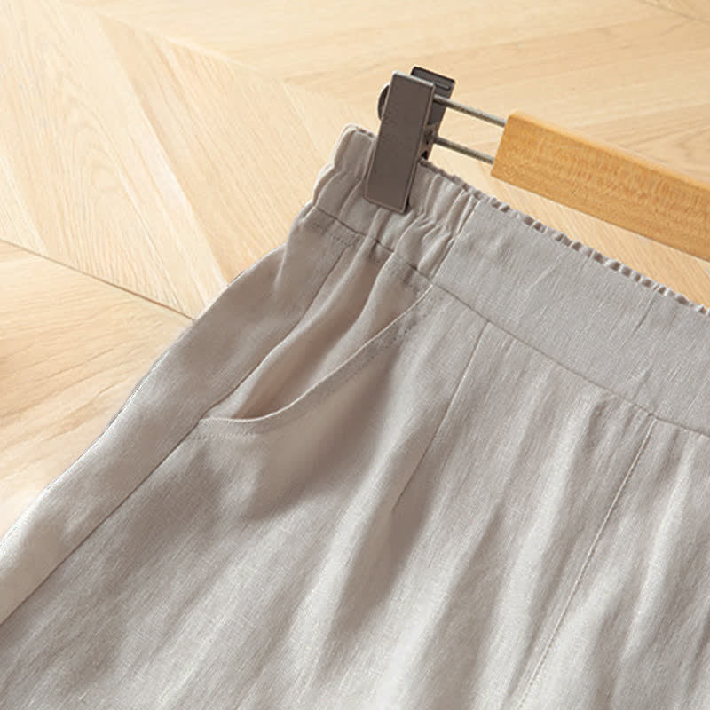 Buddha Stones Pantaloni lunghi da donna primaverili a gamba larga con vita alta elasticizzata e tasche laterali - image 18