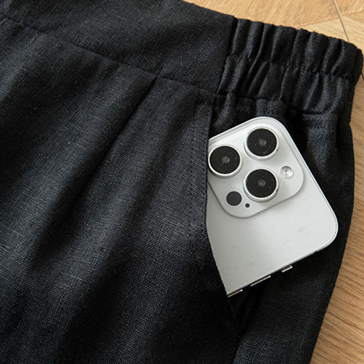 Buddha Stones Pantaloni lunghi da donna primaverili a gamba larga con vita alta elasticizzata e tasche laterali - image 35