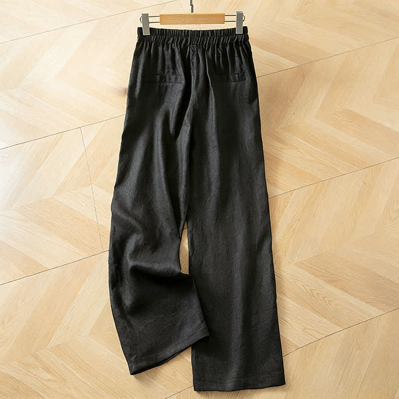 Buddha Stones Pantaloni lunghi da donna primaverili a gamba larga con vita alta elasticizzata e tasche laterali - image 29