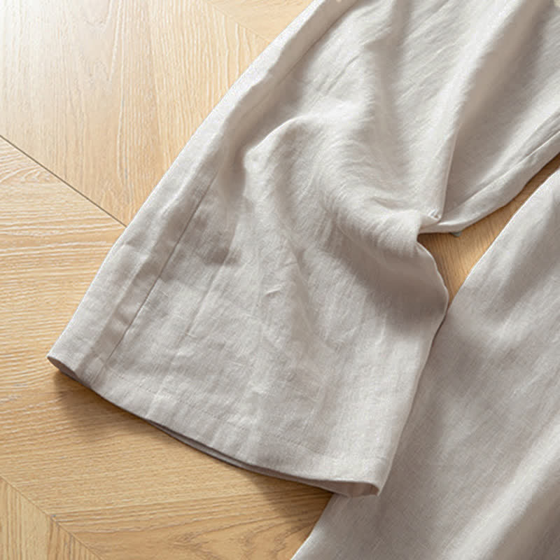 Buddha Stones Pantaloni lunghi da donna primaverili a gamba larga con vita alta elasticizzata e tasche laterali - image 26