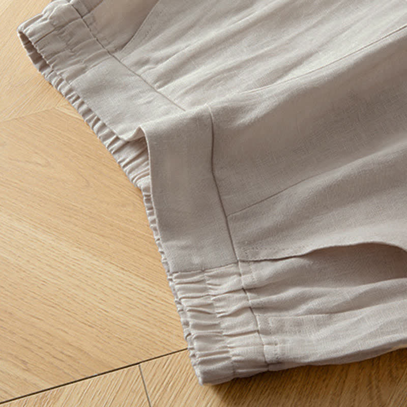 Buddha Stones Pantaloni lunghi da donna primaverili a gamba larga con vita alta elasticizzata e tasche laterali - image 22