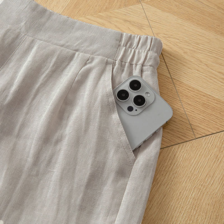 Buddha Stones Pantaloni lunghi da donna primaverili a gamba larga con vita alta elasticizzata e tasche laterali - image 20