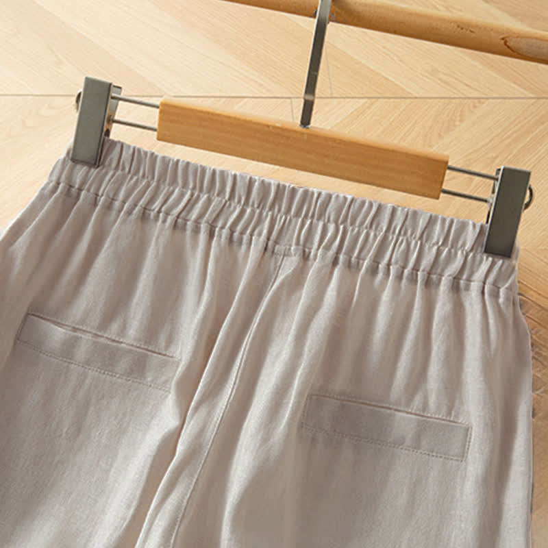 Buddha Stones Pantaloni lunghi da donna primaverili a gamba larga con vita alta elasticizzata e tasche laterali - image 17