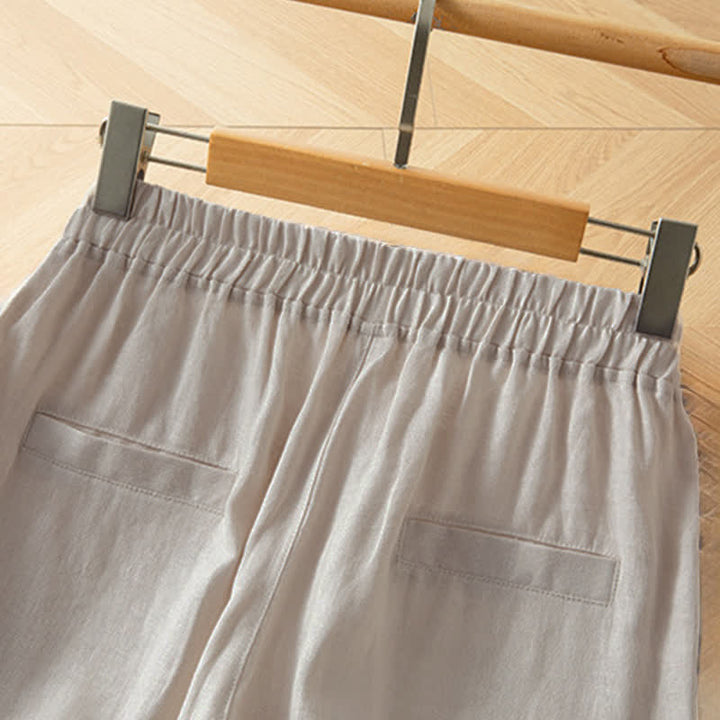 Buddha Stones Pantaloni lunghi da donna primaverili a gamba larga con vita alta elasticizzata e tasche laterali - image 17