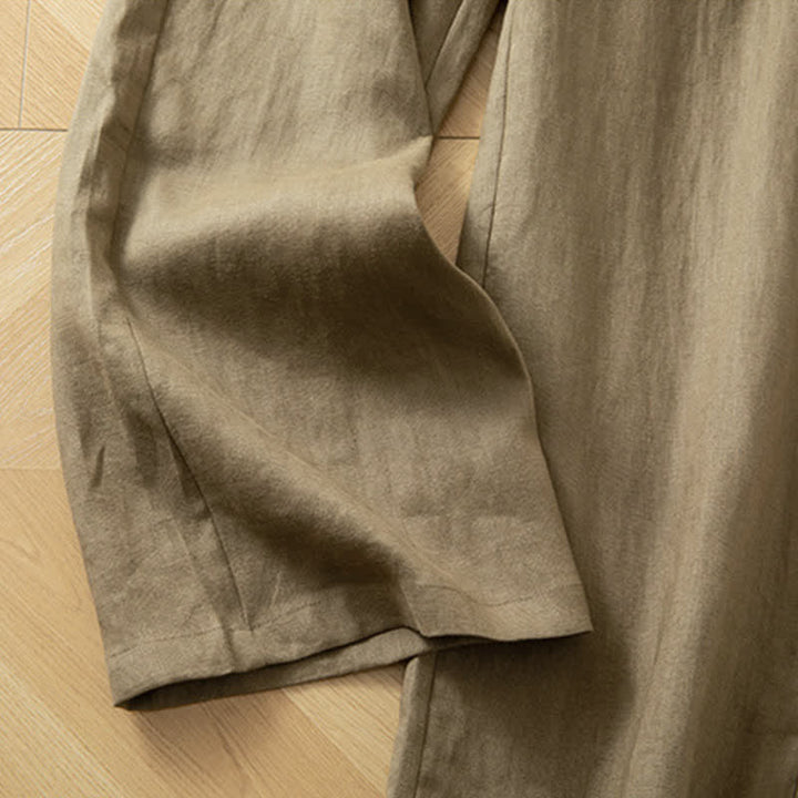 Buddha Stones Pantaloni lunghi da donna primaverili a gamba larga con vita alta elasticizzata e tasche laterali - image 10