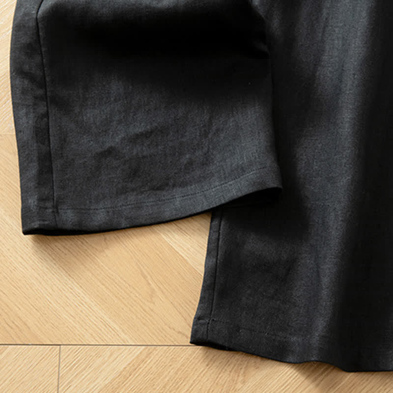 Buddha Stones Pantaloni lunghi da donna primaverili a gamba larga con vita alta elasticizzata e tasche laterali - image 39