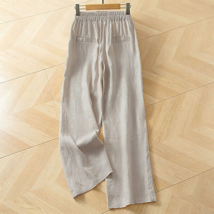 Buddha Stones Pantaloni lunghi da donna primaverili a gamba larga con vita alta elasticizzata e tasche laterali - image 15