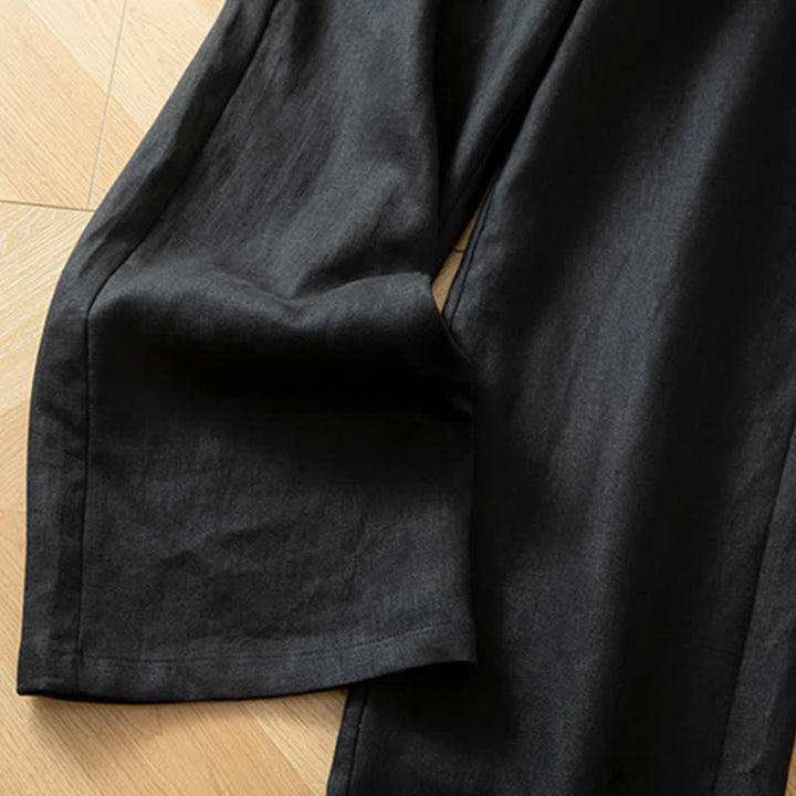 Buddha Stones Pantaloni lunghi da donna primaverili a gamba larga con vita alta elasticizzata e tasche laterali - image 38