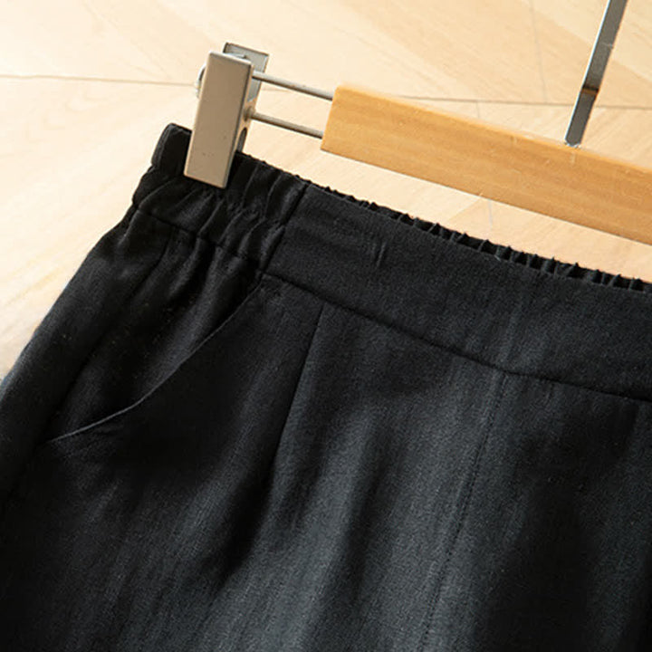 Buddha Stones Pantaloni lunghi da donna primaverili a gamba larga con vita alta elasticizzata e tasche laterali - image 33