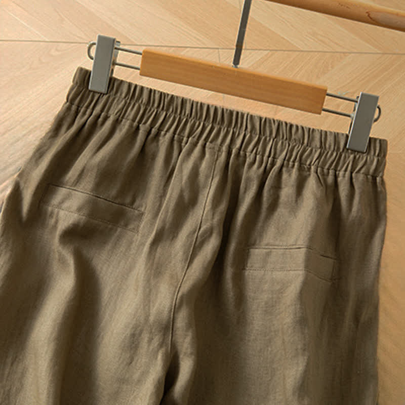 Buddha Stones Pantaloni lunghi da donna primaverili a gamba larga con vita alta elasticizzata e tasche laterali - image 3