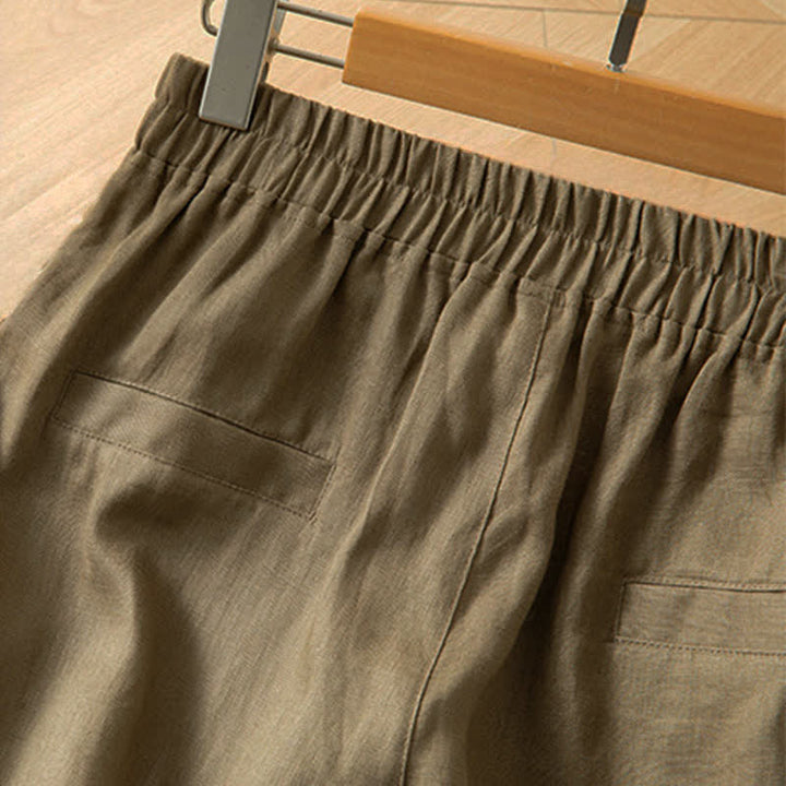 Buddha Stones Pantaloni lunghi da donna primaverili a gamba larga con vita alta elasticizzata e tasche laterali - image 5