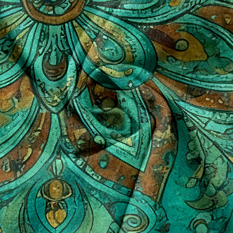 Buddha Stones Pantaloni da donna in cotone con elastico in vita e motivo paisley mandala, con tasche. - image 2