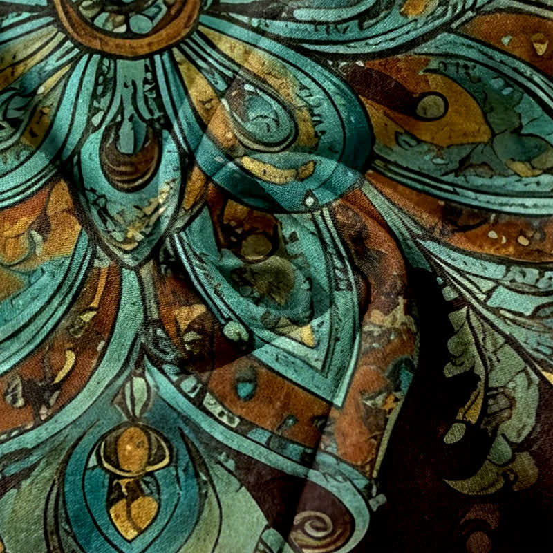 Buddha Stones Pantaloni da donna in cotone con elastico in vita e motivo paisley mandala, con tasche. - image 5