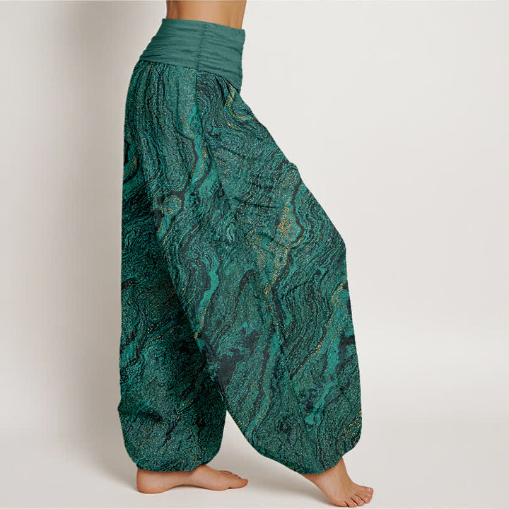 Buddha Stones Pantaloni harem da donna in puro cotone con elastico in vita e motivo a onde. - image 2