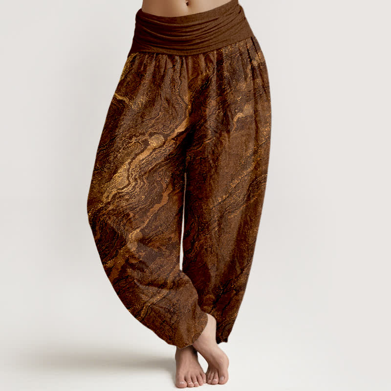 Buddha Stones Pantaloni harem da donna in puro cotone con elastico in vita e motivo a onde. - Siena - US16, UK/AU20, EU48 (3XL) - image 5