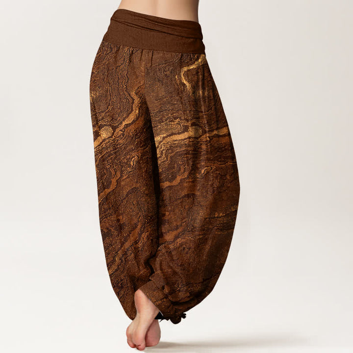 Buddha Stones Pantaloni harem da donna in puro cotone con elastico in vita e motivo a onde. - image 6