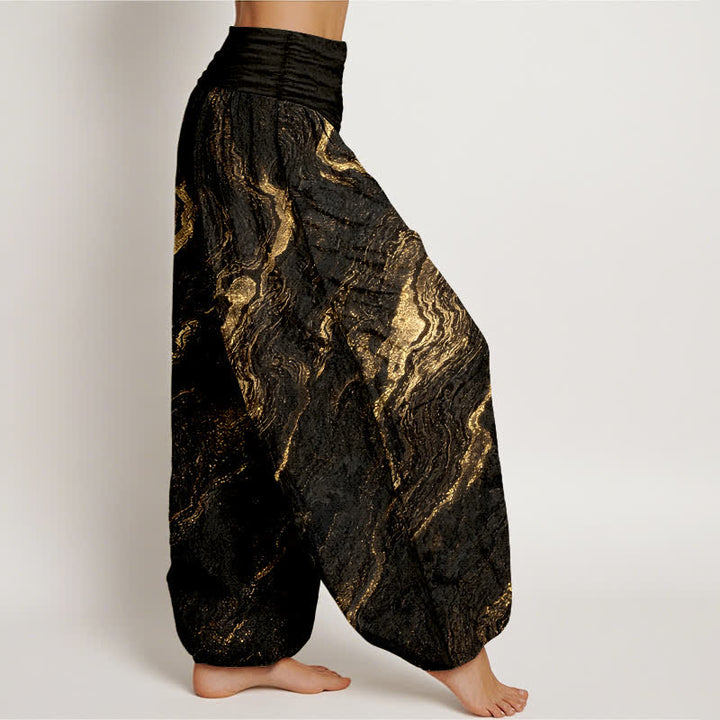 Buddha Stones Pantaloni harem da donna in puro cotone con elastico in vita e motivo a onde. - image 10