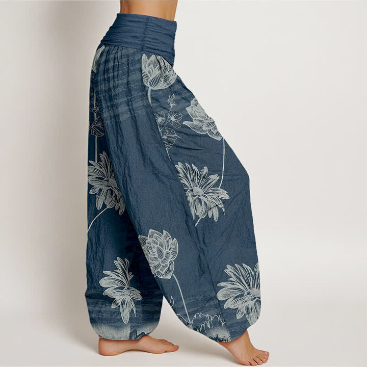 Buddha Stones Pantaloni harem da donna in cotone a vita alta modello Lotus - image 2