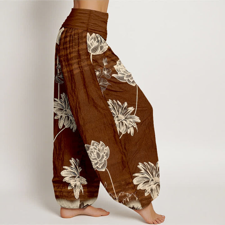 Buddha Stones Pantaloni harem da donna in cotone a vita alta modello Lotus - image 7