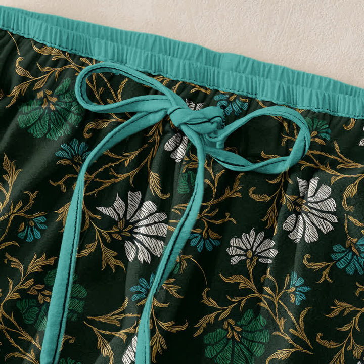Buddha Stones Pantaloni da donna in cotone con coulisse in vita e tasche, modello Flowersl Vine. - image 1