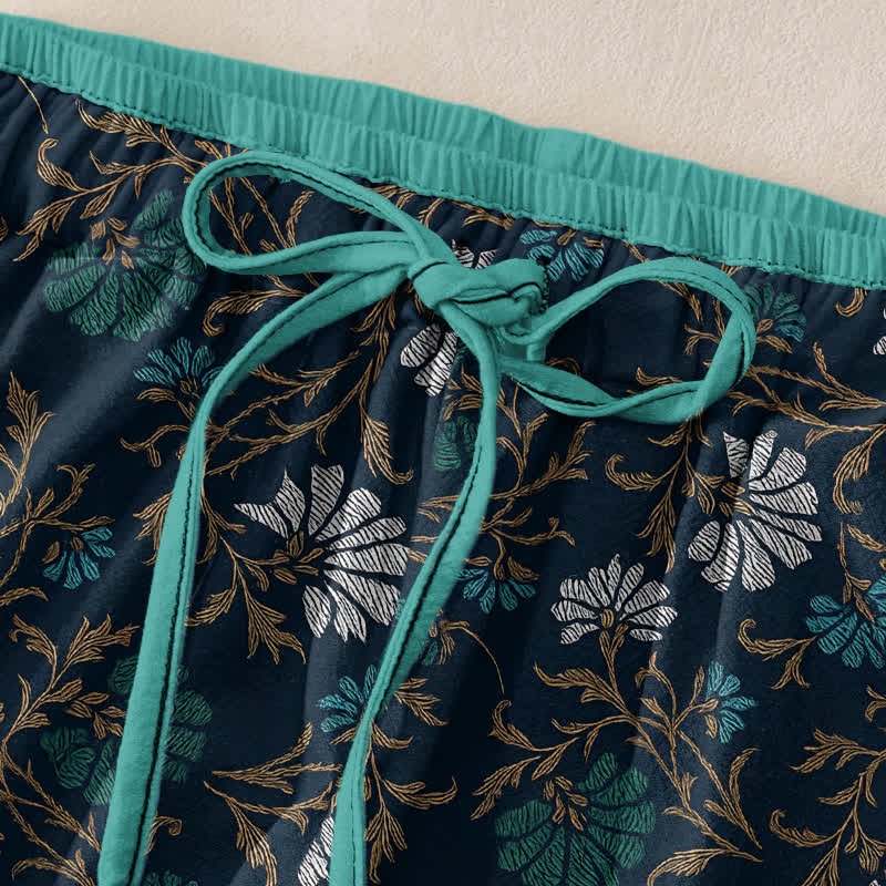 Buddha Stones Pantaloni da donna in cotone con coulisse in vita e tasche, modello Flowersl Vine. - image 5