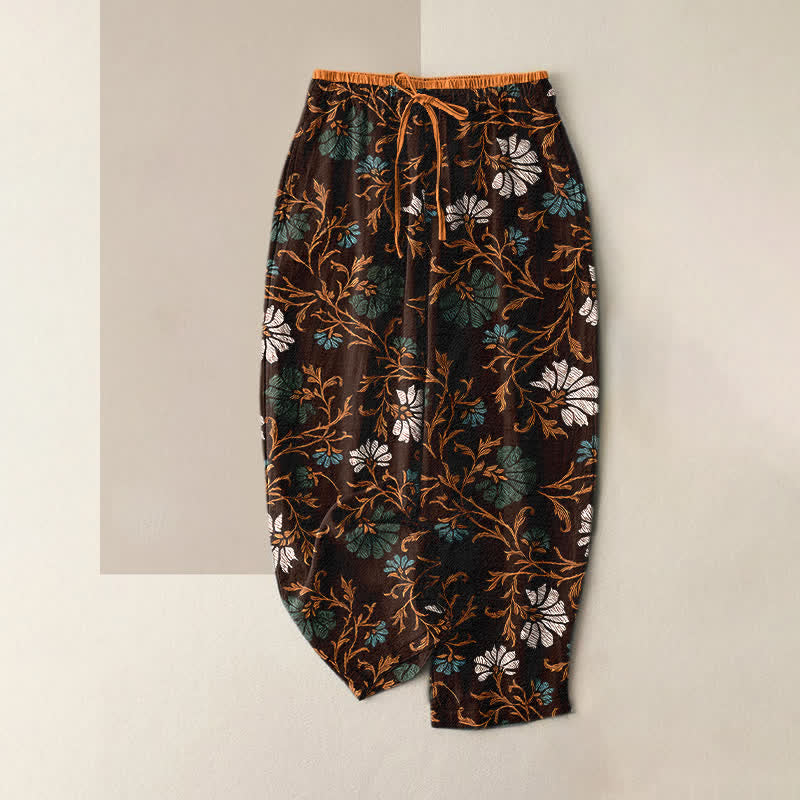 Buddha Stones Pantaloni da donna in cotone con coulisse in vita e tasche, modello Flowersl Vine. - Perù - US16, UK/AU20, EU48 (3XL) - image 8