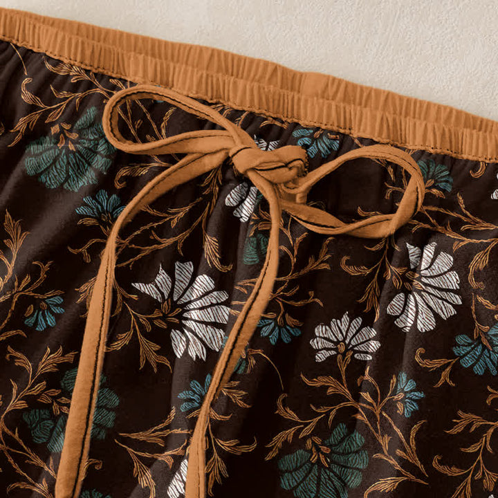 Buddha Stones Pantaloni da donna in cotone con coulisse in vita e tasche, modello Flowersl Vine. - image 9