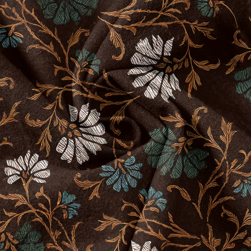 Buddha Stones Pantaloni da donna in cotone con coulisse in vita e tasche, modello Flowersl Vine. - image 11