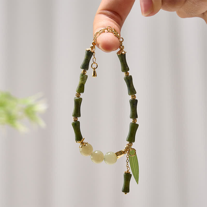 Buddha Stones Bracciale della pace con peridoto e perline di giada Hetian e mosca tampone di bambù. - image 1