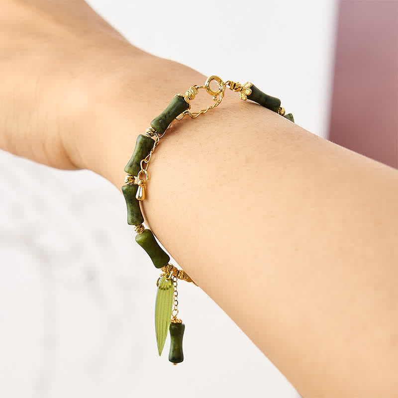 Buddha Stones Bracciale della pace con peridoto e perline di giada Hetian e mosca tampone di bambù. - image 3