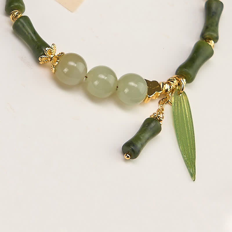Buddha Stones Bracciale della pace con peridoto e perline di giada Hetian e mosca tampone di bambù. - image 2