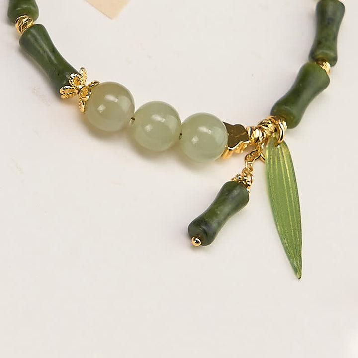 Buddha Stones Bracciale della pace con peridoto e perline di giada Hetian e mosca tampone di bambù. - image 2