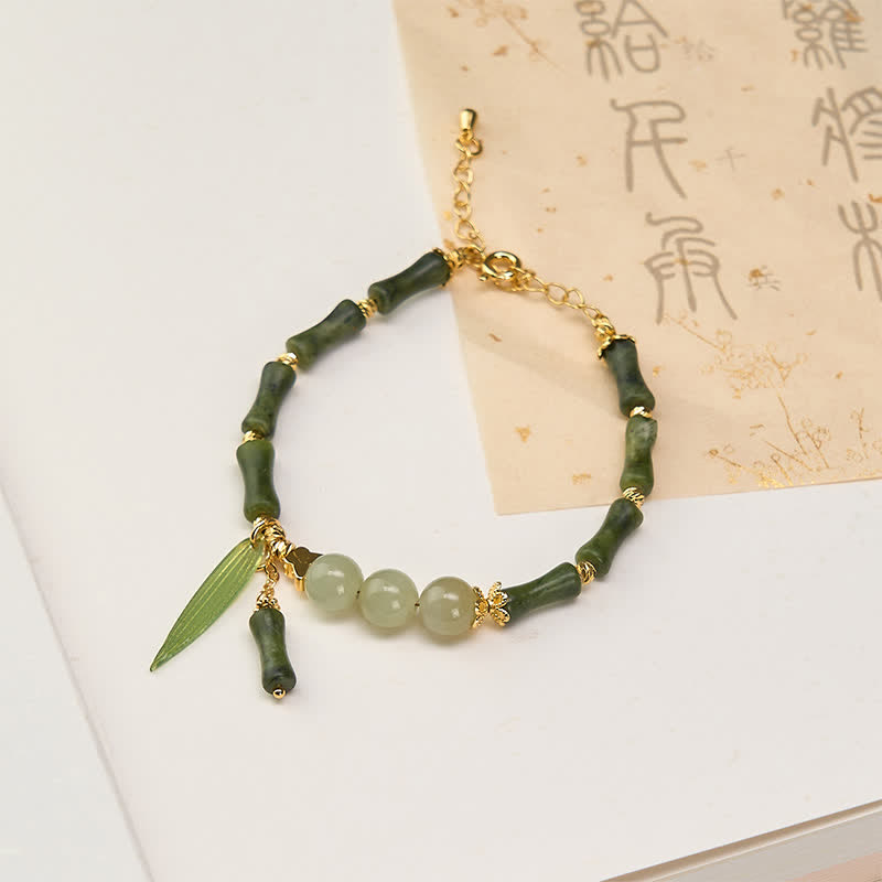 Buddha Stones Bracciale della pace con peridoto e perline di giada Hetian e mosca tampone di bambù. - Peridoto (circonferenza del polso 15-18 cm) - image 0