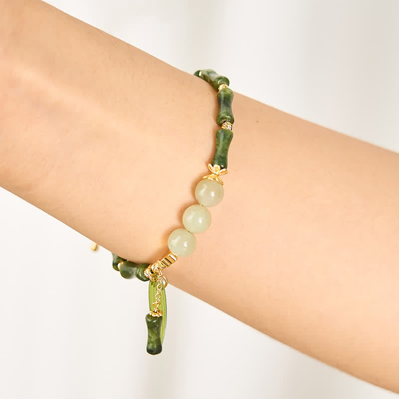 Buddha Stones Bracciale della pace con peridoto e perline di giada Hetian e mosca tampone di bambù. - image 4