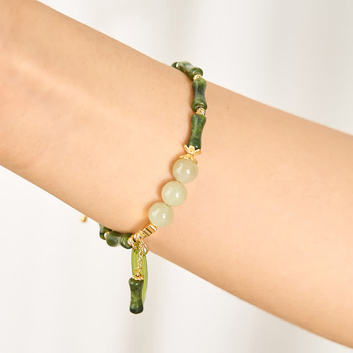 Buddha Stones Bracciale della pace con peridoto e perline di giada Hetian e mosca tampone di bambù. - image 4