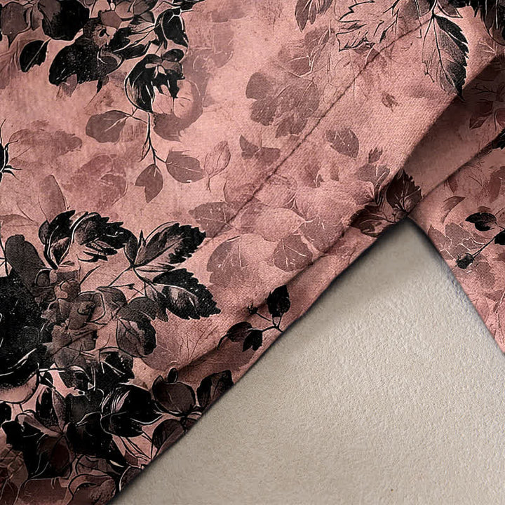 Buddha Stones Pantaloni da donna in puro cotone con motivo a rose, elastico in vita e coulisse, con tasche. - image 10